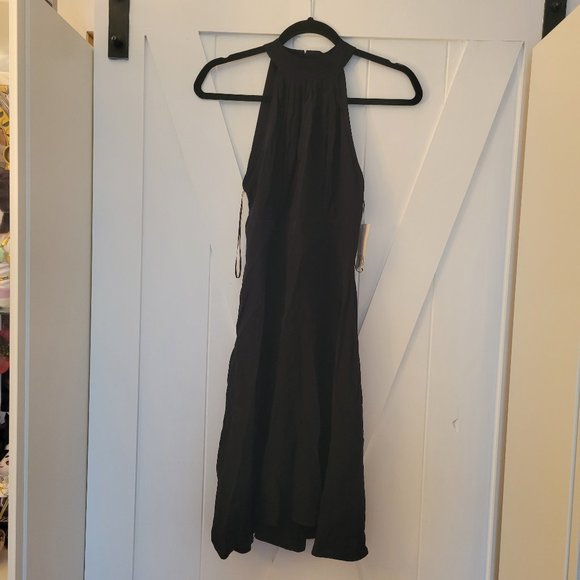 Zara Backless Black Silky Halter Dress - Picture 6 of 7